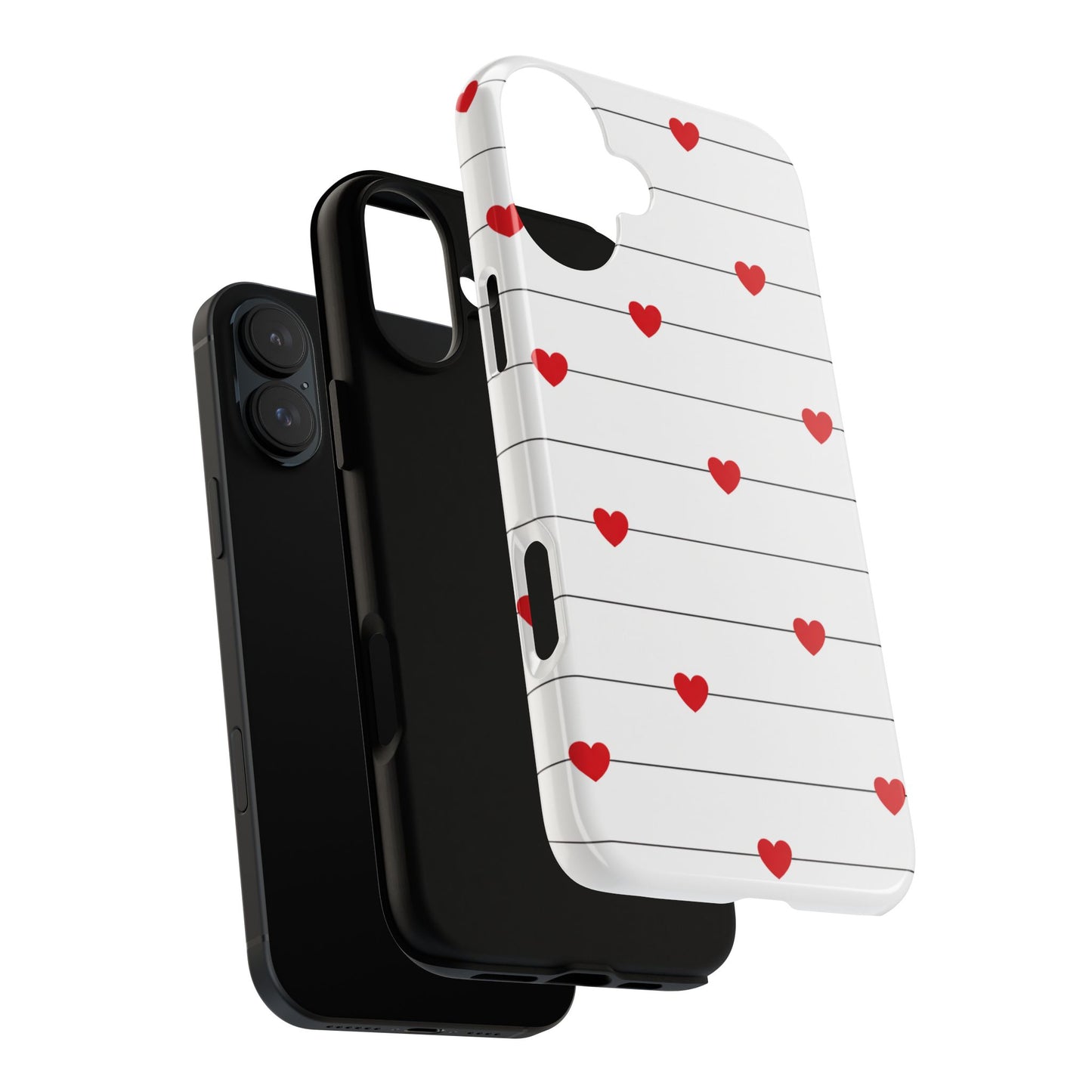 Red Heart Stripe iPhone Case | Tough Shockproof Love Aesthetic Cover