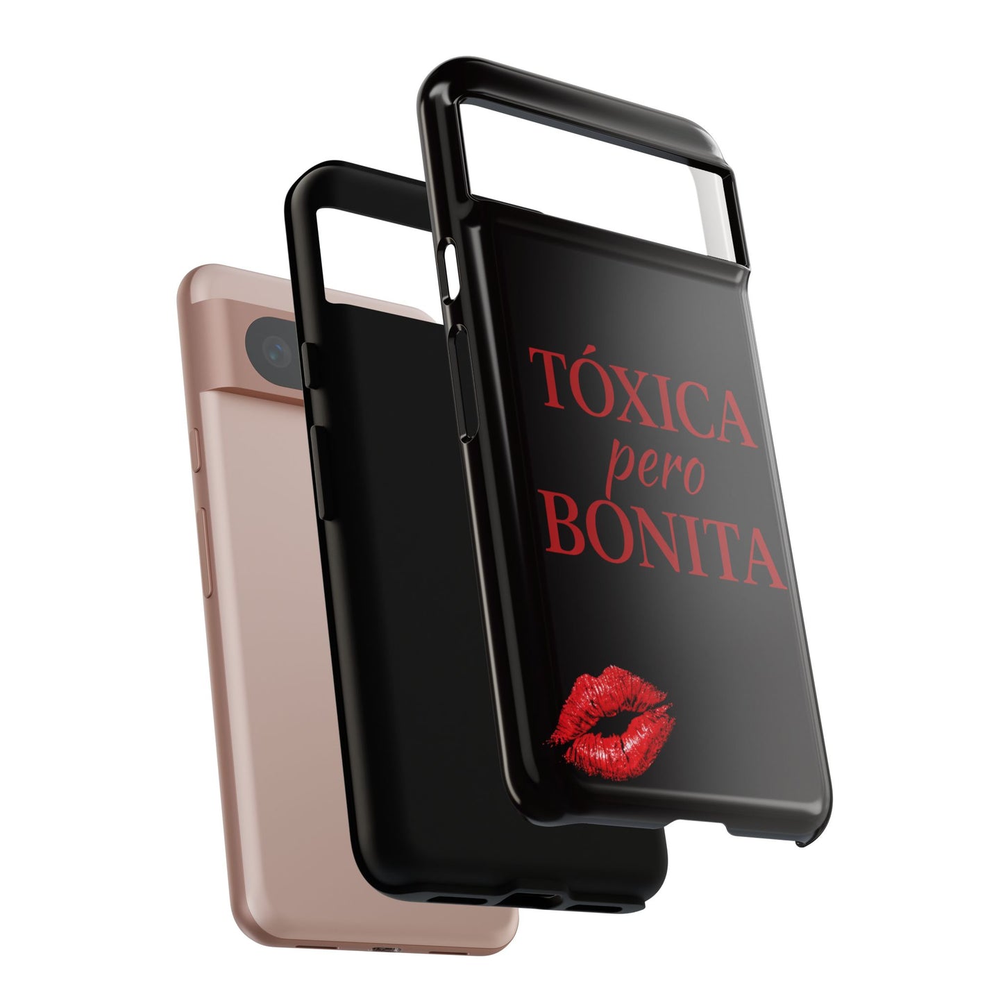 Toxica Pero Bonita Phone Case, Latina Quote Case, Red Lips Aesthetic, Spanish Saying Case, Trendy Tough Cover