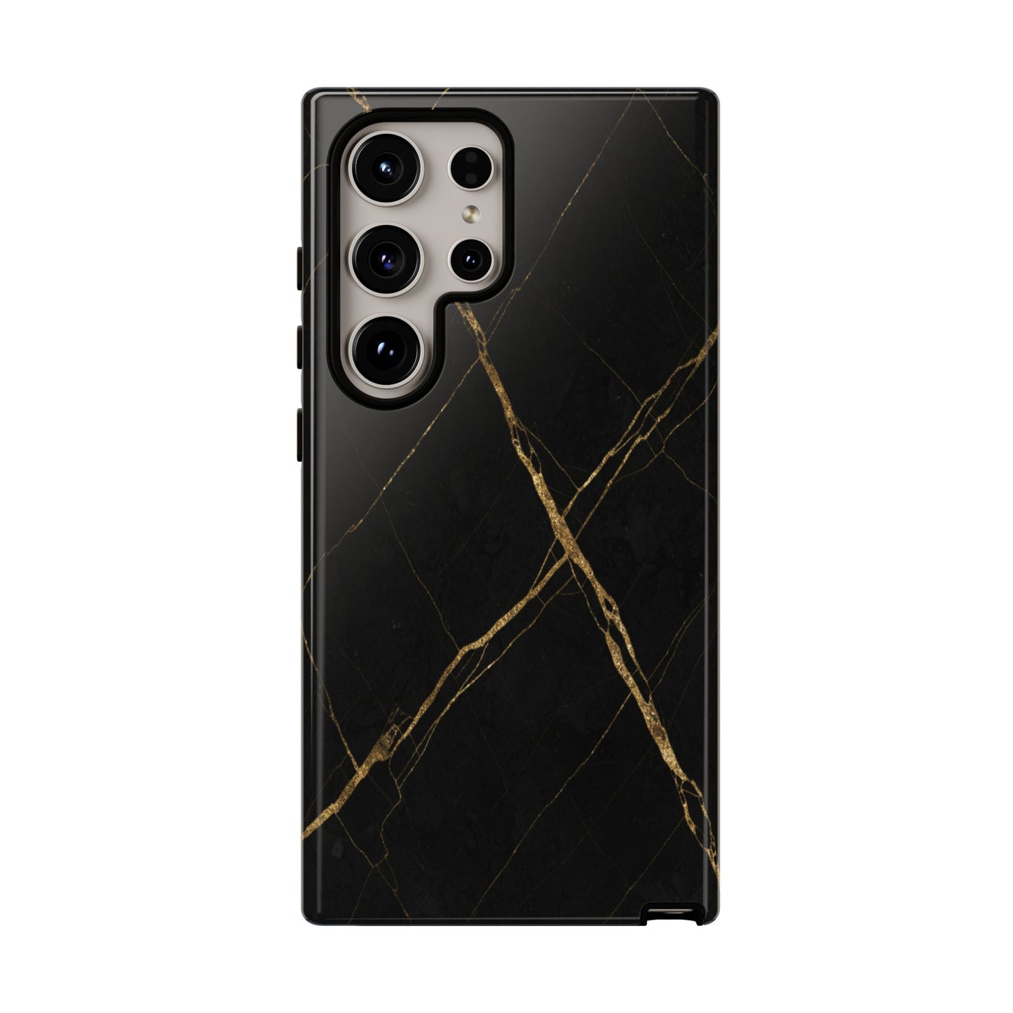 Black Marble Phone Case with Gold Veins – Luxury Minimal Aesthetic Tough Case