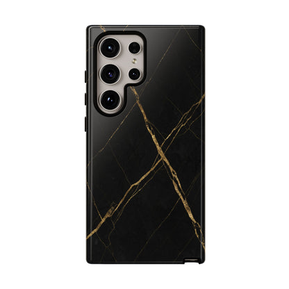Black Marble Phone Case with Gold Veins – Luxury Minimal Aesthetic Tough Case