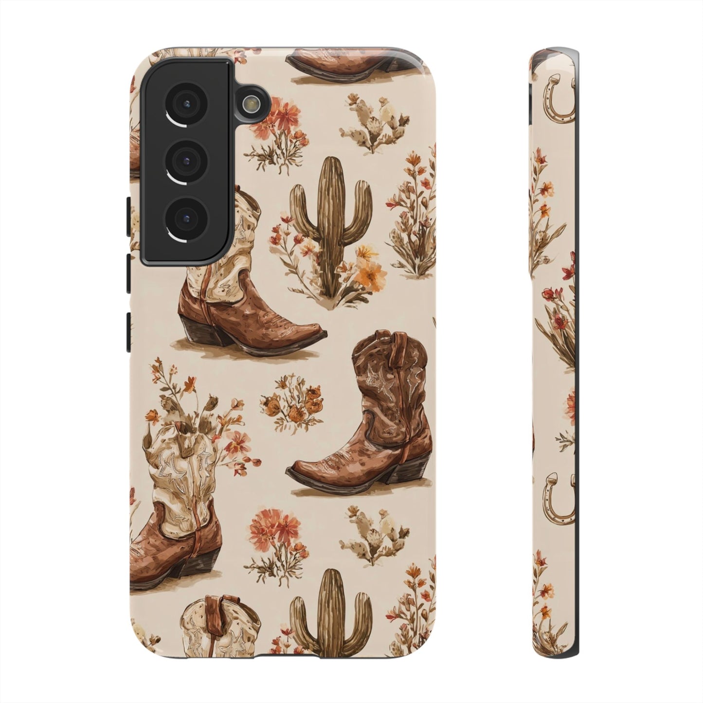 Cowboy Boots Western Phone Case Rustic Cowgirl Cactus Floral iPhone Samsung Pixel