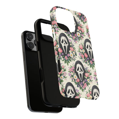 Floral Ghost Face Aesthetic Phone Case – Cute Spooky Tough Cover