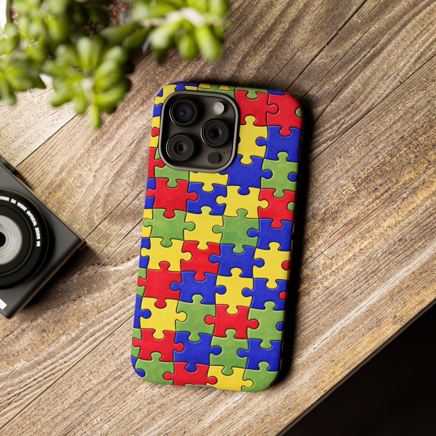 Colorful Puzzle Phone Case, Autism Awareness Jigsaw Design, Tough Protective Case, iPhone & Samsung Case, Vibrant Puzzle Pattern