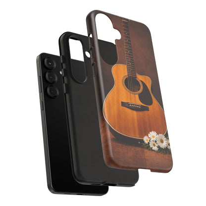 Acoustic Guitar Daisy Phone Case | Rustic Music Lover Tough Cover