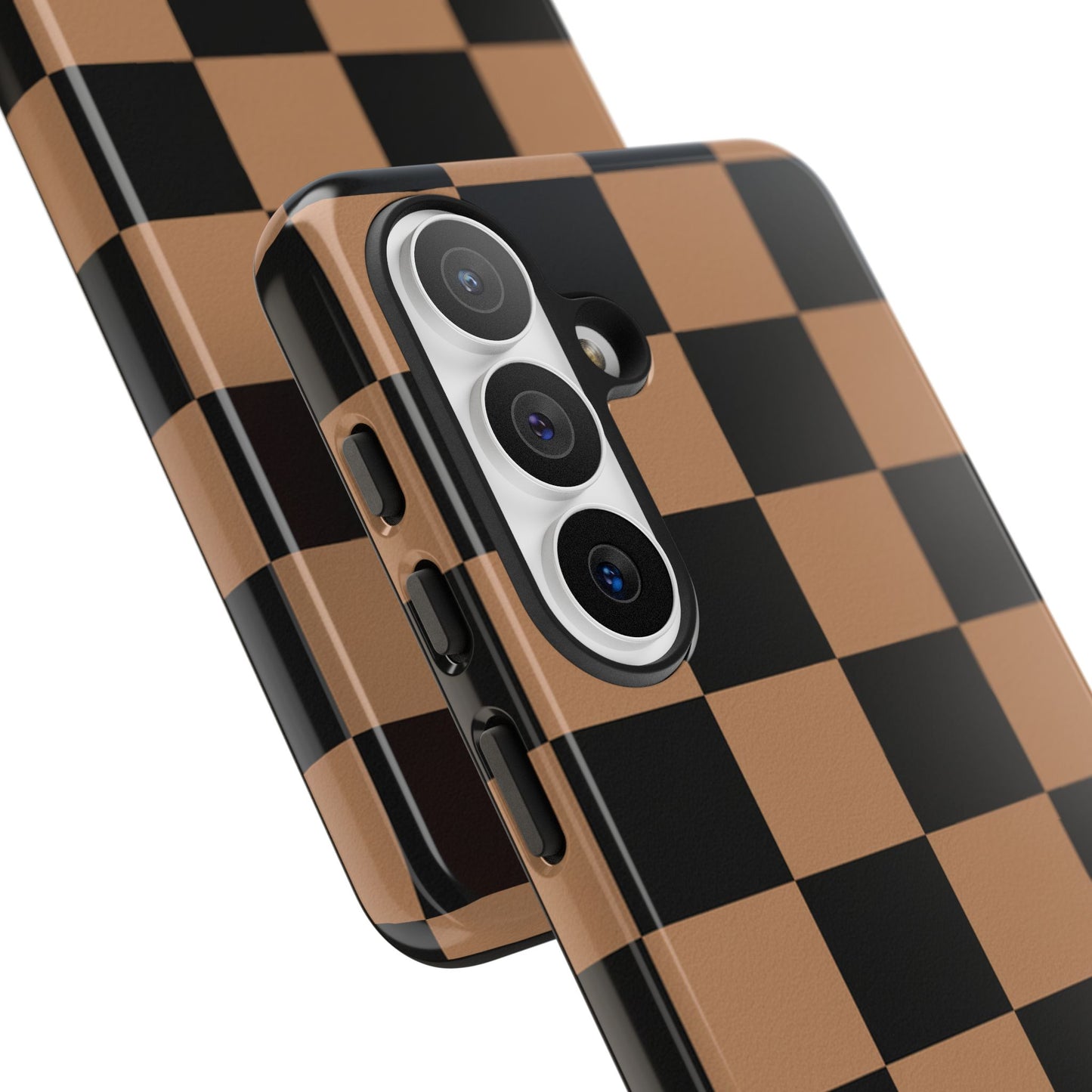 Brown Checkered Phone Case | Aesthetic Checkerboard iPhone & Samsung Tough Case