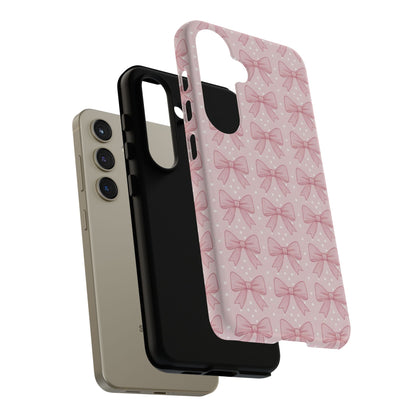 Pink Bow Pattern Phone Case – Soft Coquette Aesthetic Tough Case