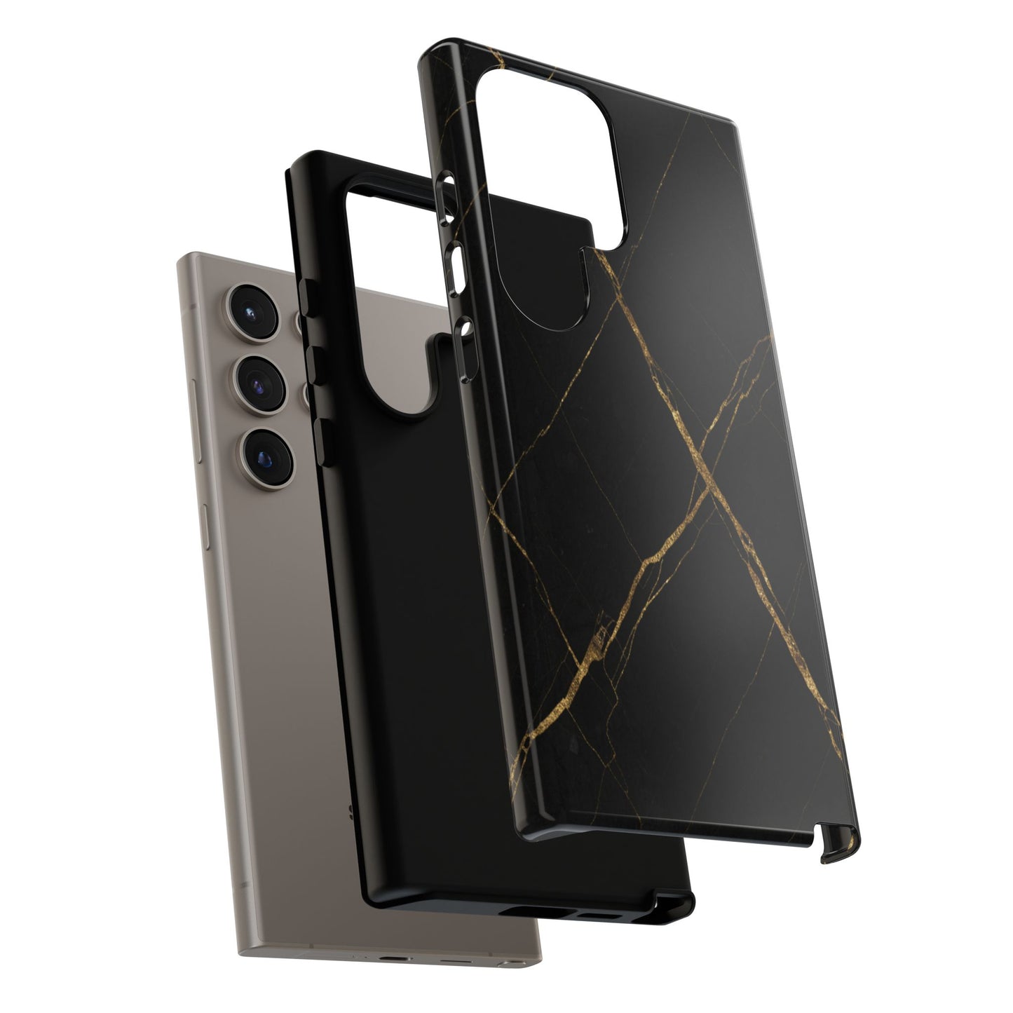 Black Marble Phone Case with Gold Veins – Luxury Minimal Aesthetic Tough Case
