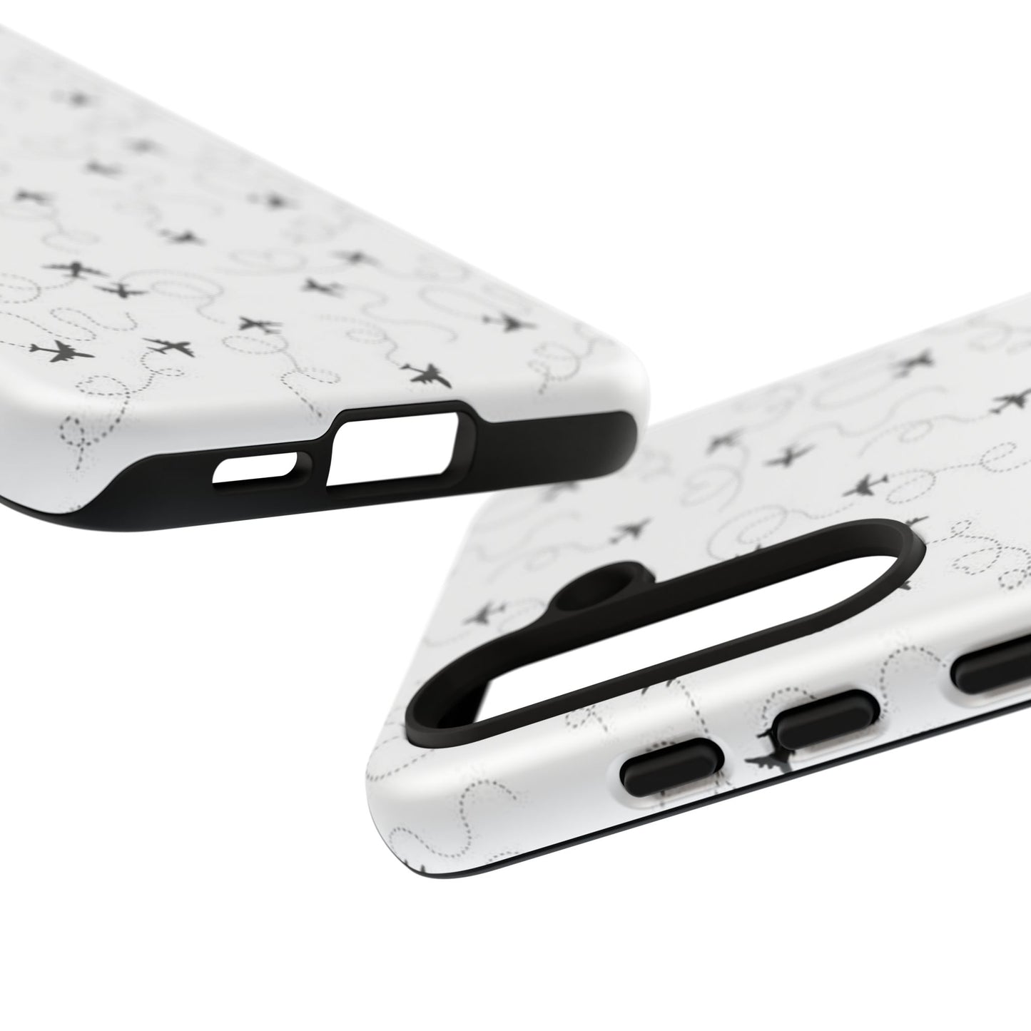 Minimal Paper Airplane Pattern Phone Case – Black White Aesthetic Tough Cover
