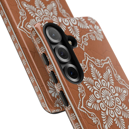 Talavera Terracotta Phone Case | Mexican Floral Pattern iPhone & Samsung Tough Case | Boho Clay Aesthetic Cover