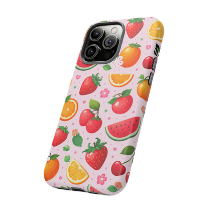 Fruit Phone Case – Tough Shockproof, Strawberry Cherry Citrus Summer Design for Iphone, Samsung Galaxy and Pixel