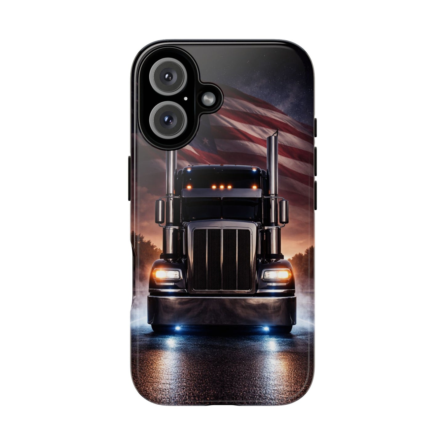 Semi Truck Phone Case American Flag Big Rig Trucker Gift iPhone Samsung