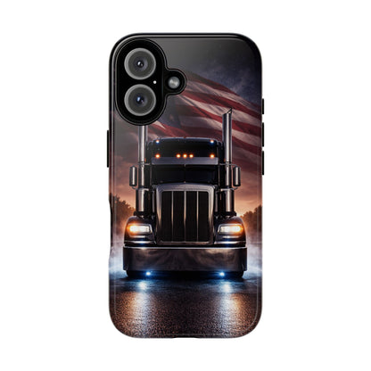 Semi Truck Phone Case American Flag Big Rig Trucker Gift iPhone Samsung