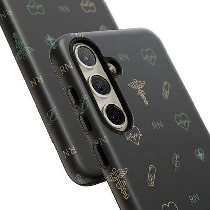 RN Nurse Phone Case – Minimal Medical Icon Pattern Healthcare Worker Tough Case