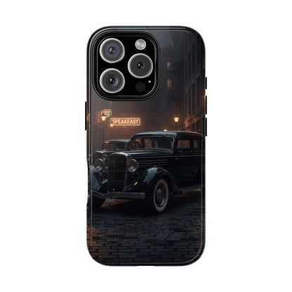 Vintage Classic Car Phone Case | Retro Noir Aesthetic | 1930s Street Scene Tough Case for iPhone & Samsung