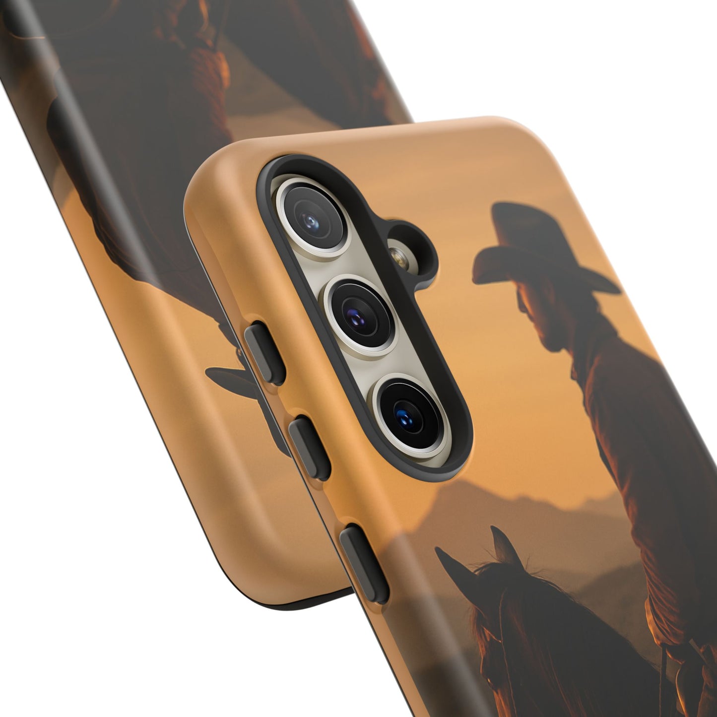 Western Cowboy Sunset Phone Case | Horse Rider Desert Aesthetic Tough Protective Case