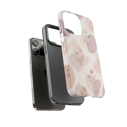 Blush Floral Phone Case Neutral Botanical Watercolor Tough Cover