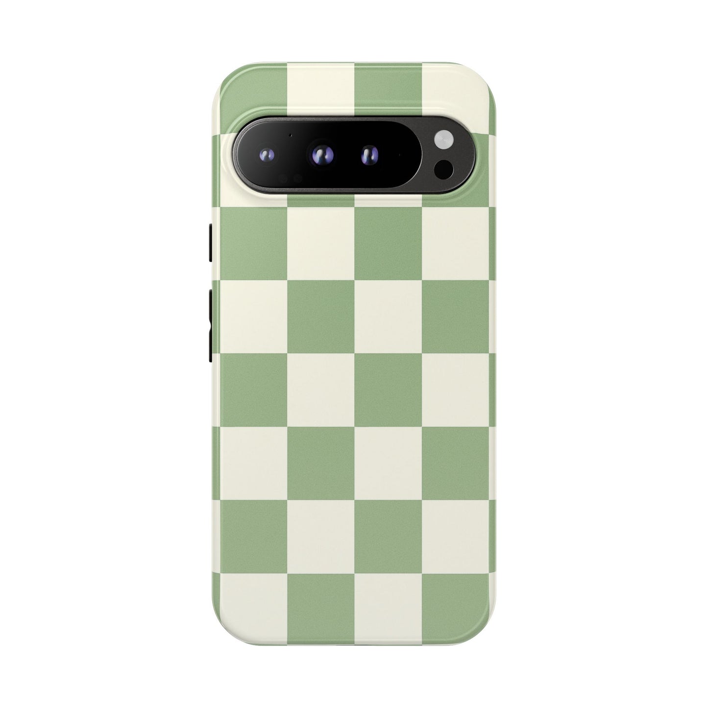 Sage Green Checkerboard Phone Case | Minimal Aesthetic Checkered iPhone & Samsung Tough Case
