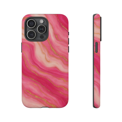 Pink Marble Phone Case | Rose Gold Swirl Aesthetic Tough Protective Case
