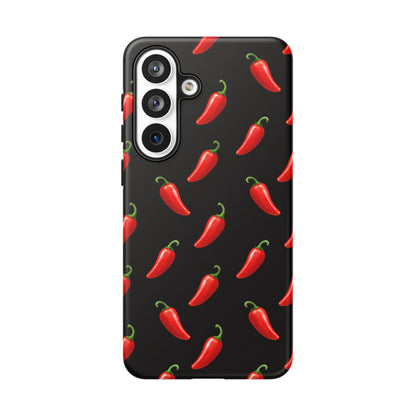 Spicy Chili Pepper Phone Case – Black Cute Hot Pepper Tough Cover for Iphone, Samsung Galaxy and Pixel