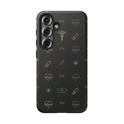 RN Nurse Phone Case – Minimal Medical Icon Pattern Healthcare Worker Tough Case