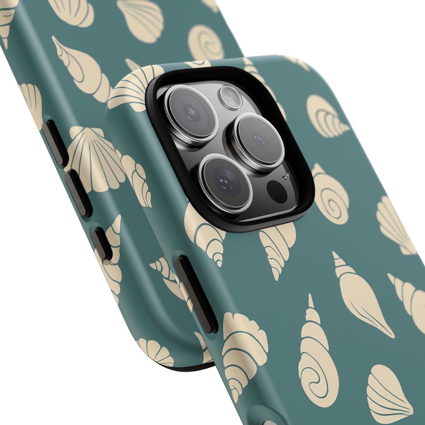 Seashell Pattern Phone Case | Teal Coastal Shells Tough Case for Iphone, Samsung Galaxy and Pixel