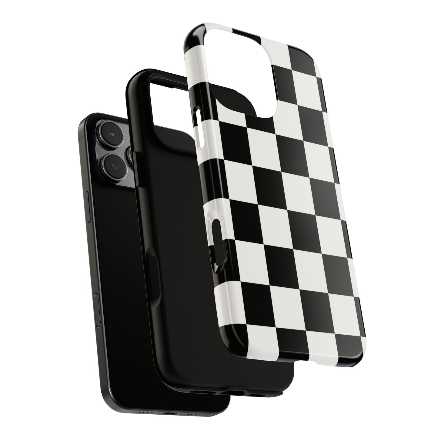 Black & White Checkerboard Phone Case – Classic Aesthetic Tough Protective Case