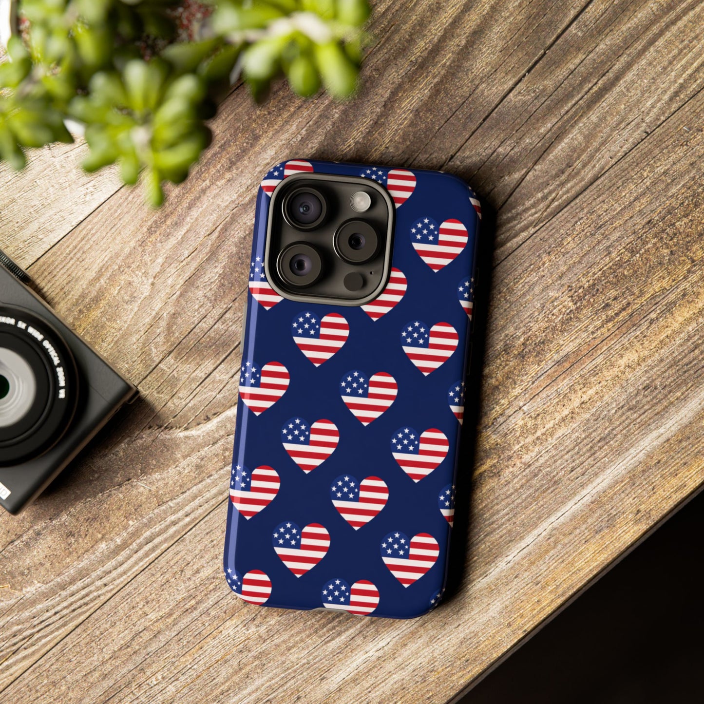 Patriotic American Flag Heart Phone Case – Tough Shockproof, USA Stars & Stripes for Iphone, Samsung Galaxy and Pixel