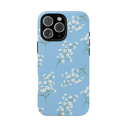 Baby’s Breath Floral Phone Case – Blue Minimal Flower Aesthetic Tough Case