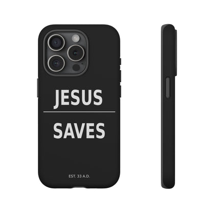 Jesus Saves Phone Case Christian Religious Minimalist Black Tough Cover
