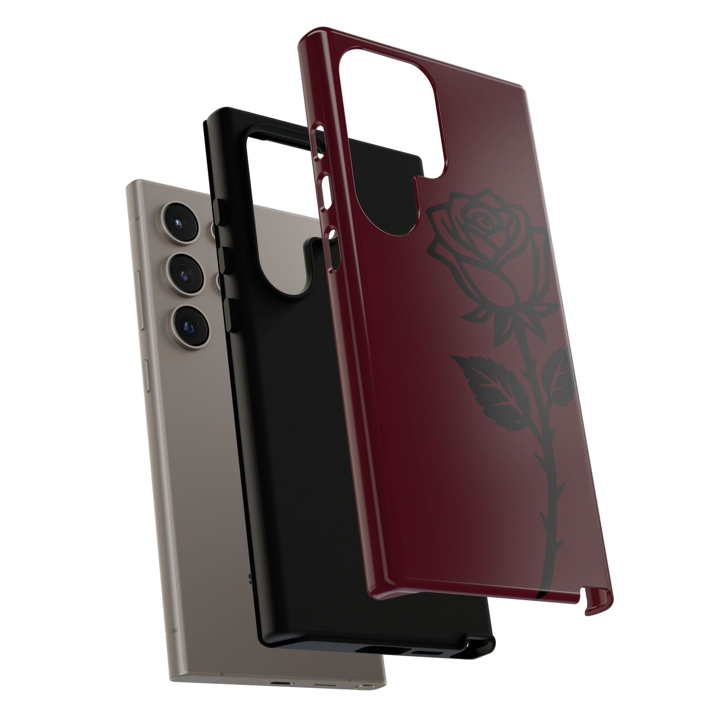 Black Rose Burgundy iPhone Case | Dark Aesthetic Shockproof Protective Cover