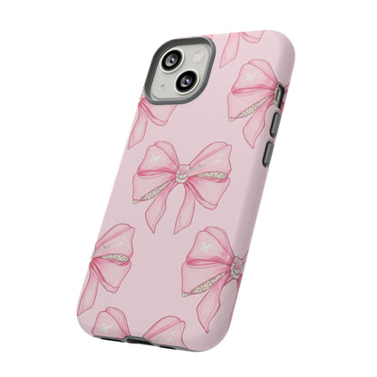 Pink Bow Pattern Phone Case | Coquette Aesthetic Tough Protective Case