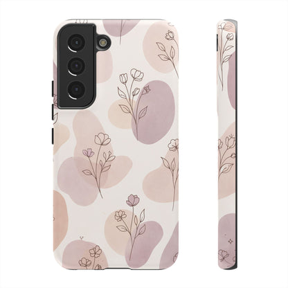 Blush Floral Phone Case Neutral Botanical Watercolor Tough Cover