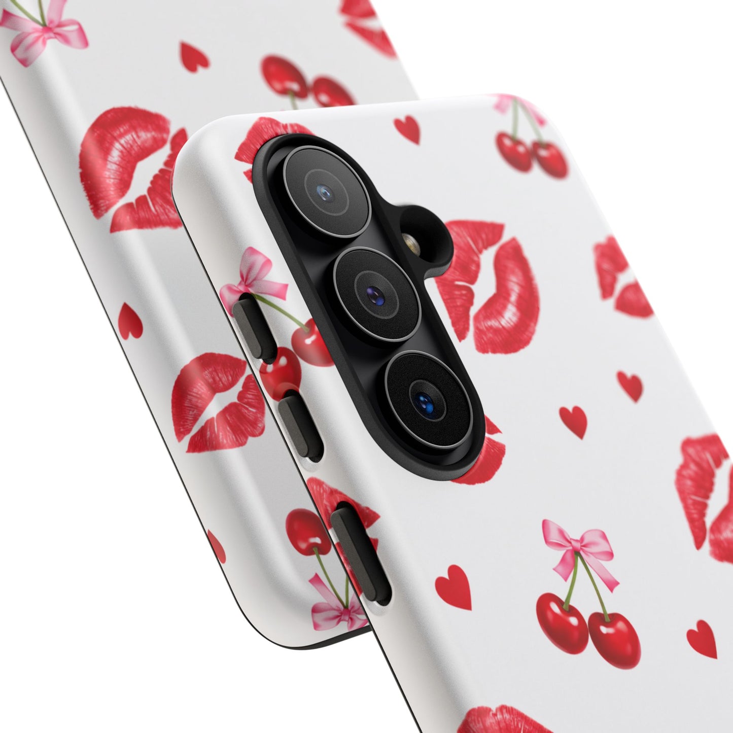 Red Lips & Cherry Phone Case – Y2K Retro Aesthetic Tough Cover