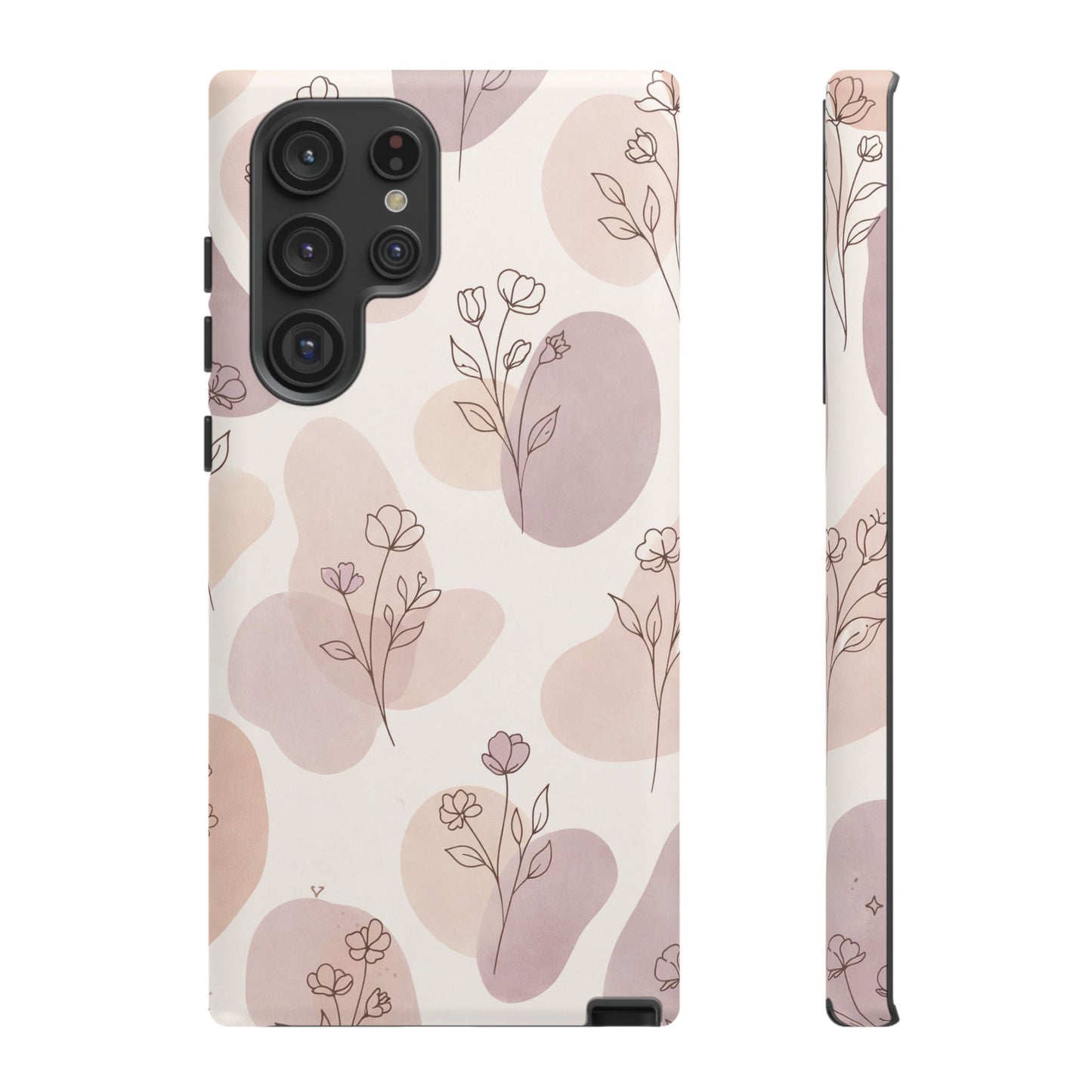 Blush Floral Phone Case Neutral Botanical Watercolor Tough Cover