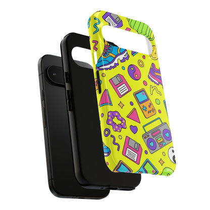90s Retro Neon Phone Case – Y2K Nostalgia Colorful Icons Tough Protective Case