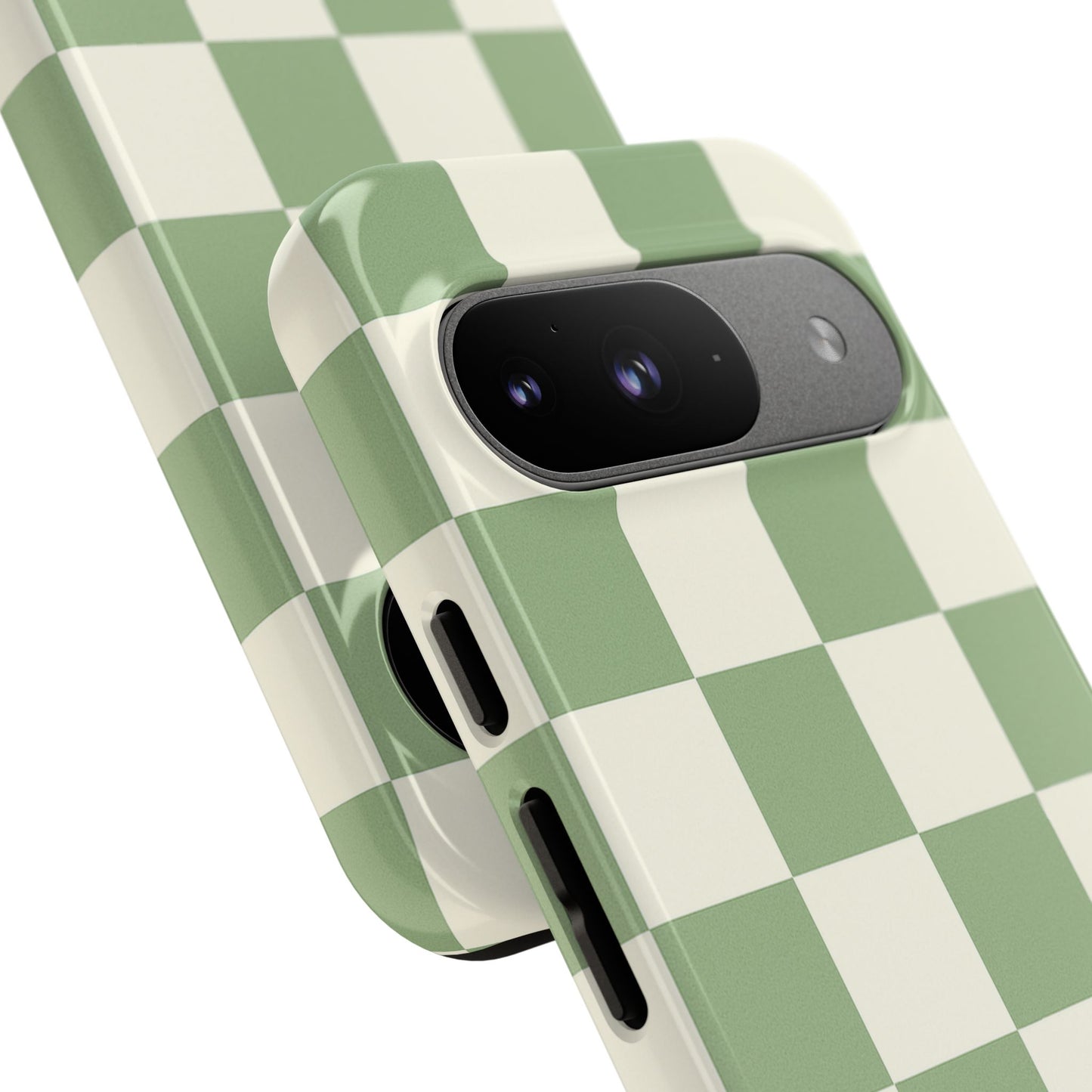 Sage Green Checkerboard Phone Case | Minimal Aesthetic Checkered iPhone & Samsung Tough Case