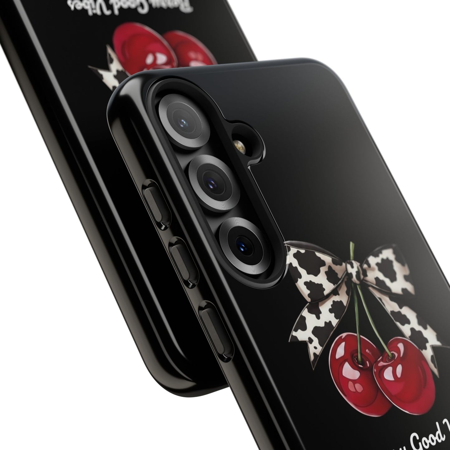 Cherry Cow Print Phone Case | Coquette Bow Aesthetic iPhone & Samsung Tough Case