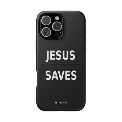 Jesus Saves Phone Case Christian Religious Minimalist Black Tough Cover