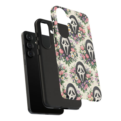 Floral Ghost Face Aesthetic Phone Case – Cute Spooky Tough Cover