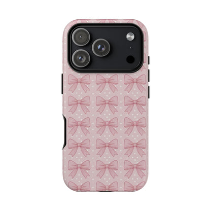 Pink Bow Pattern Phone Case – Soft Coquette Aesthetic Tough Case