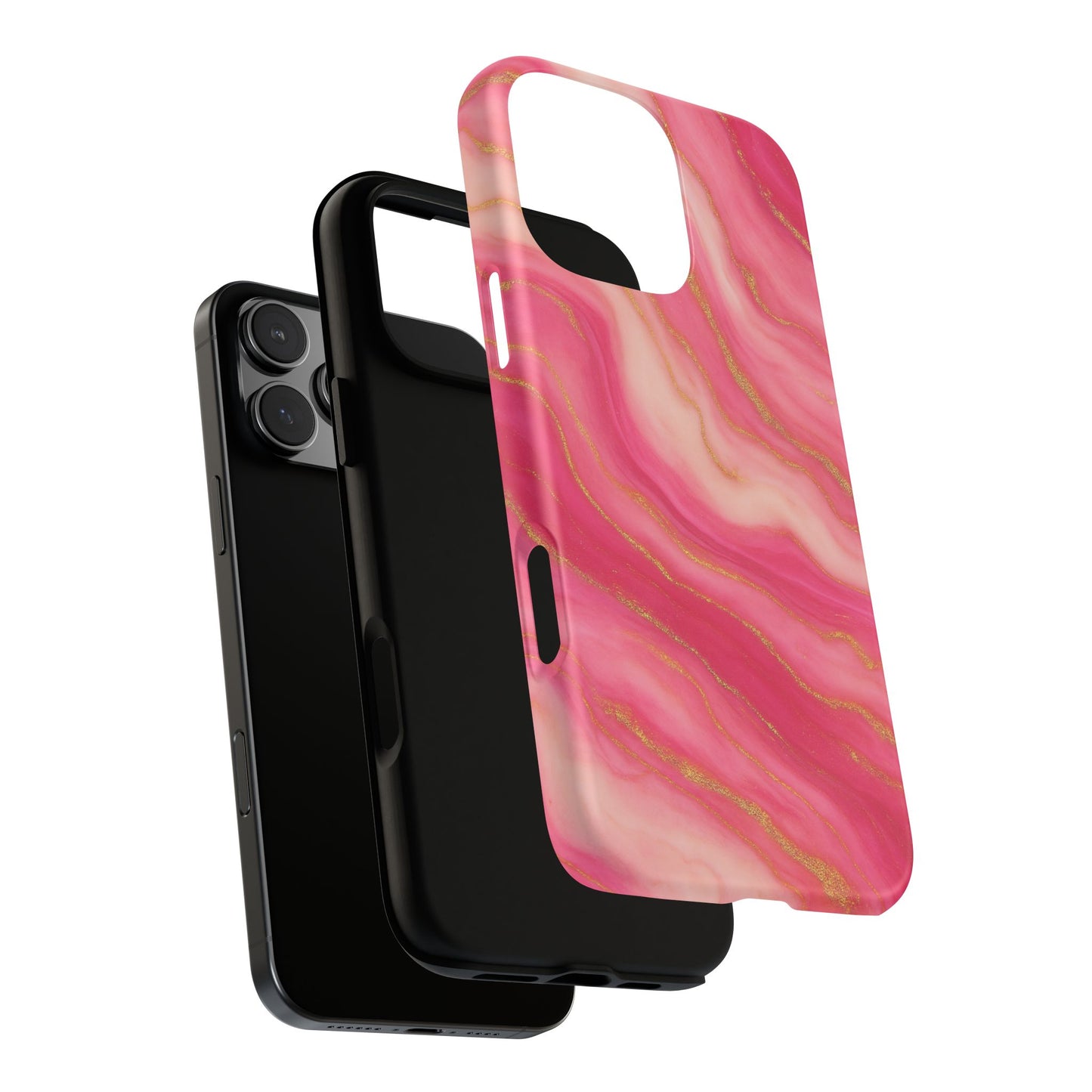 Pink Marble Phone Case | Rose Gold Swirl Aesthetic Tough Protective Case