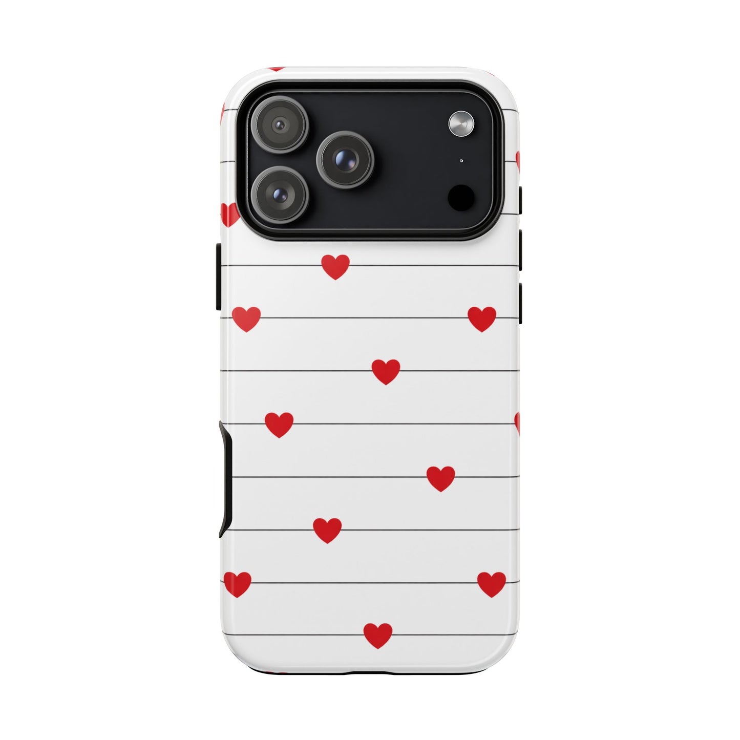 Red Heart Stripe iPhone Case | Tough Shockproof Love Aesthetic Cover