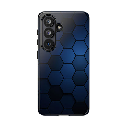 Blue Hexagon Gradient Phone Case | Honeycomb Geometric Tech Aesthetic | Minimalist Tough Case for iPhone & Samsung