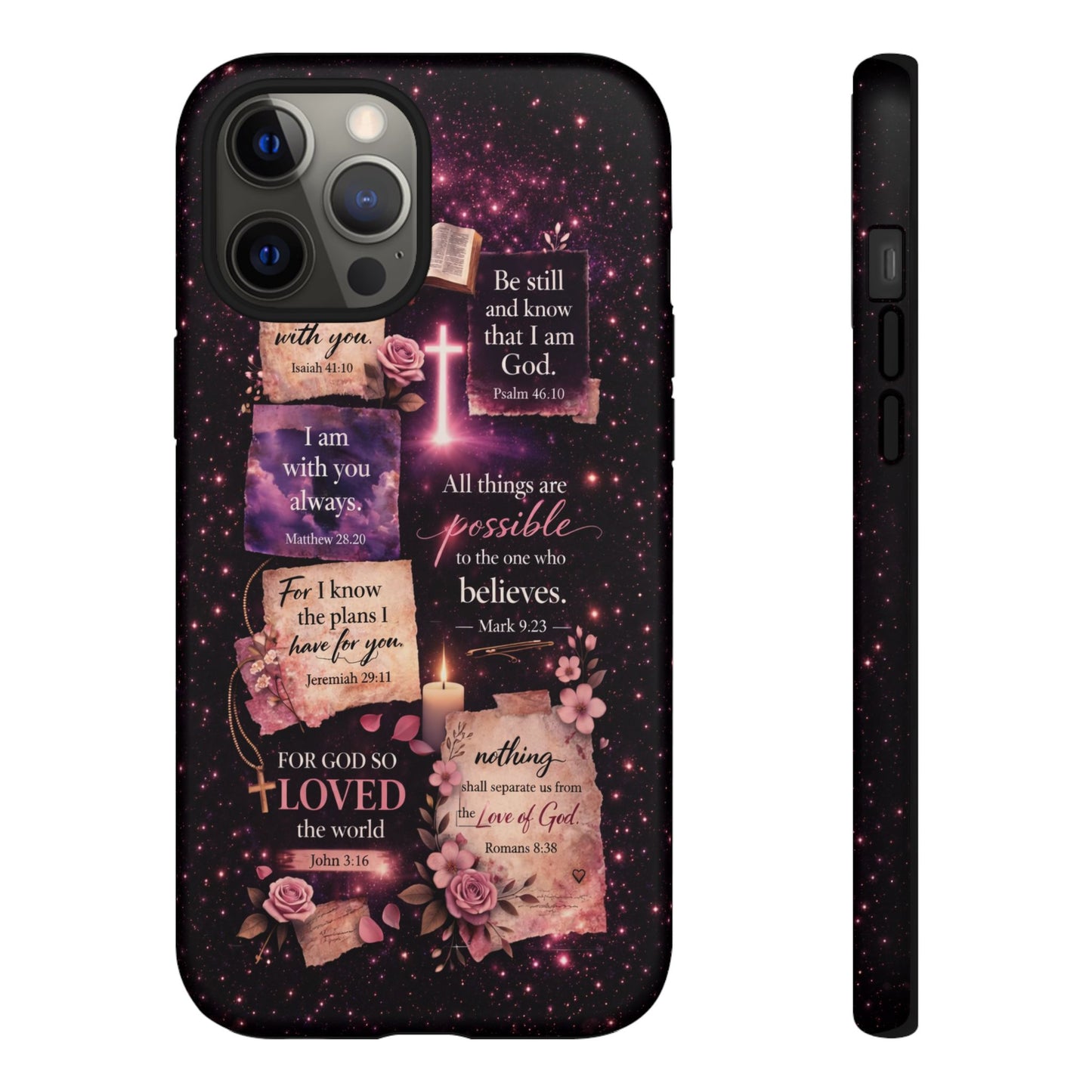 Christian Bible Verse Phone Case Pink Floral Faith Tough Protective Cover Gift