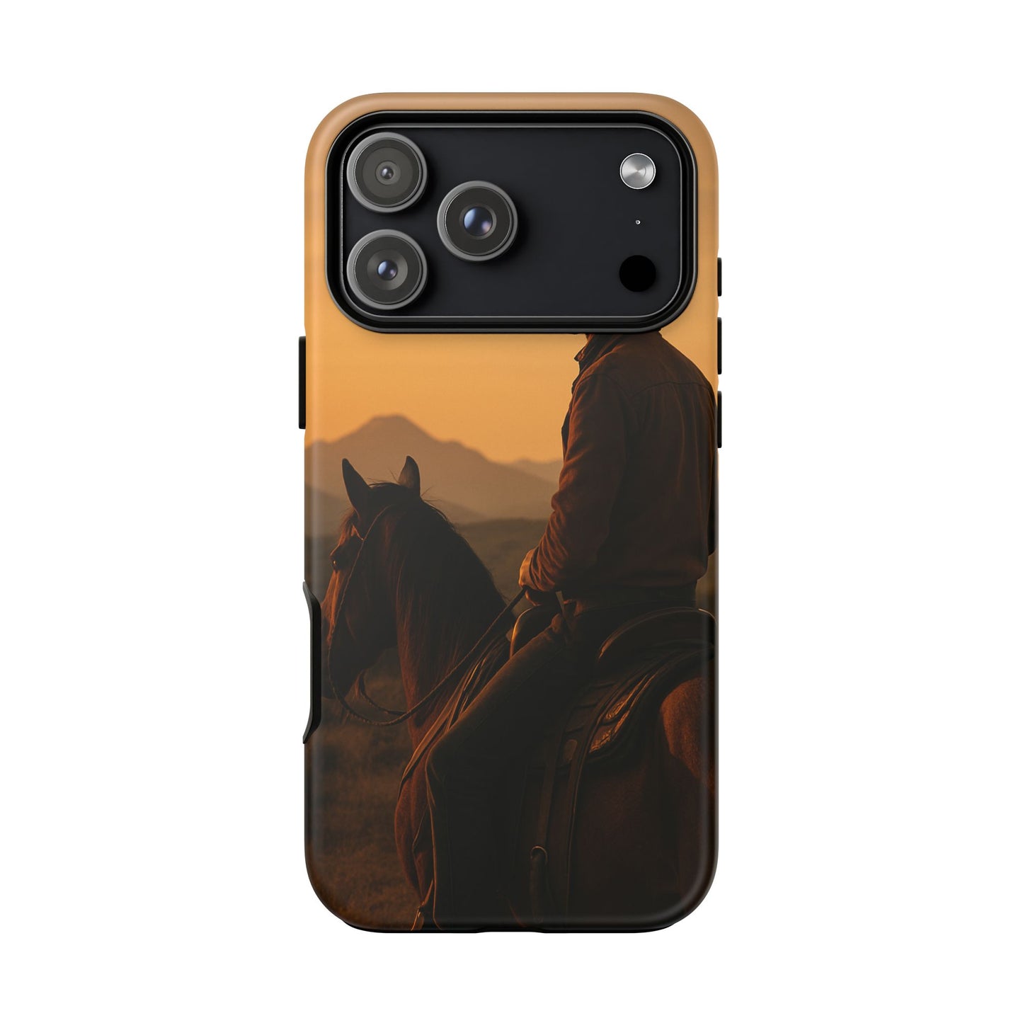 Western Cowboy Sunset Phone Case | Horse Rider Desert Aesthetic Tough Protective Case