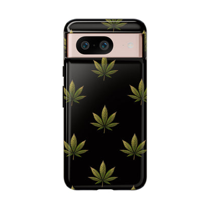 Cannabis Leaf Phone Case Green Weed Leaf Pattern Tough Protective Cover