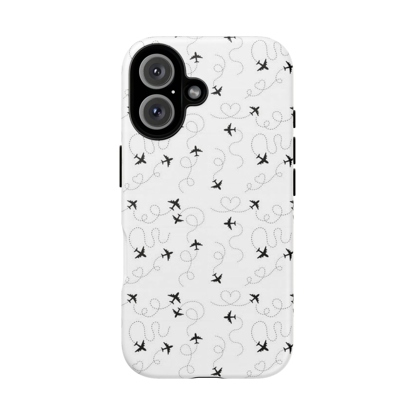 Minimal Paper Airplane Pattern Phone Case – Black White Aesthetic Tough Cover