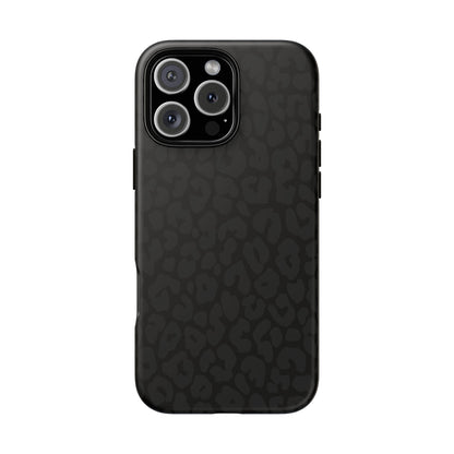 Black Leopard Phone Case | Black on Black Leopard Print Tough iPhone & Samsung Case | Matte or Glossy Protective Cover