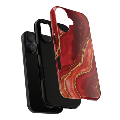 Red Agate Marble Phone Case with Gold Veins – Luxury Tough iPhone & Samsung Case