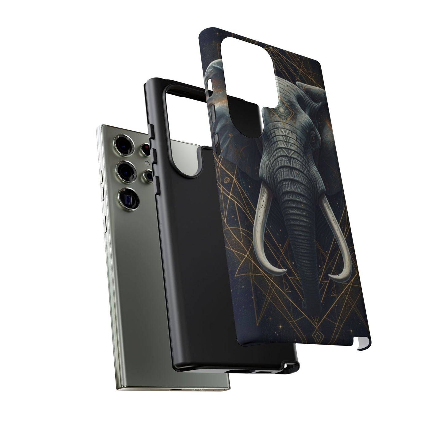 Elephant Mandala Phone Case – Black and Gold Spiritual Elephant Tough Protective Case